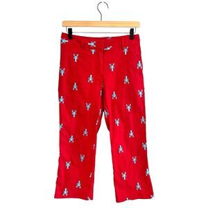 Lilly Pulitzer Womens Embroidered Lobster Pants SIze 2 Preppy Coastal Old Money
